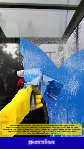 Wow, Removing Old Glass Sticker So Satisfying! 😱