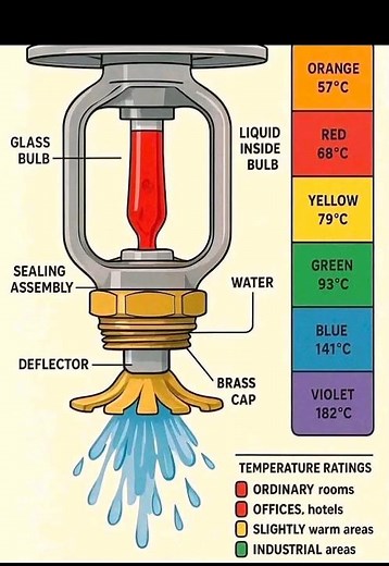1. "Fire Sprinkler Color Codes Explained! 🔴🟡🔵 What Each Glass Bulb Temperature Means!"