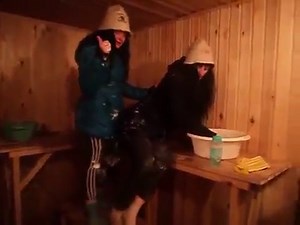 With down jacket in the water!