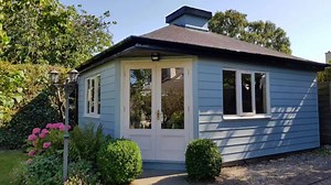 A beautiful refurbishment to a garden shed using our Cedral fibre cement boards in Blue Grey. Perfect for any DIY enthusiast. We love it! For more on how you could revamp your home check out http://www.tegral.com/Cladding/Cedral-weatherboard.aspx | Cedral