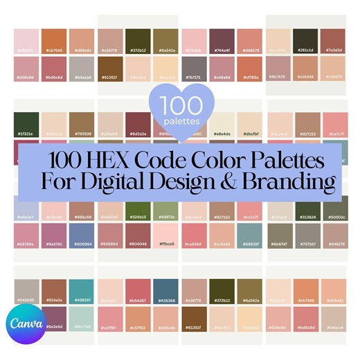 100 HEX Color Palette Bundle for Canva | Aesthetic Brand Colors | Soft Feminine, Blue, Pink & Neutral Color Schemes for Designers - Etsy