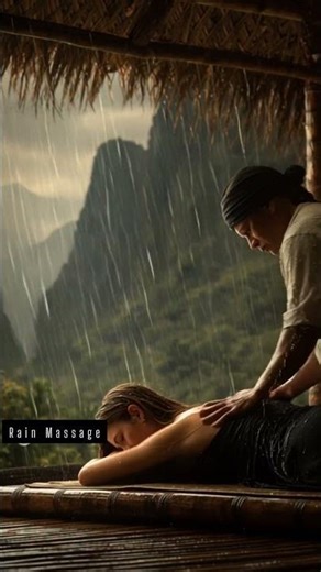 ASMR Peaceful Rain In Bamboo Porch & ASMR Massage #rainsounds #rain #massage