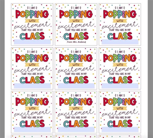 Printable Back to School– "popping With Excitement" – Instant Download Gift Tag for Students or Teachers - Etsy