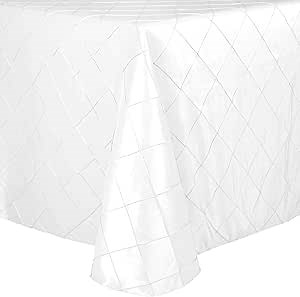 Ultimate Textile Embroidered Pintuck Taffeta 60 x 84-Inch Oval Tablecloth White