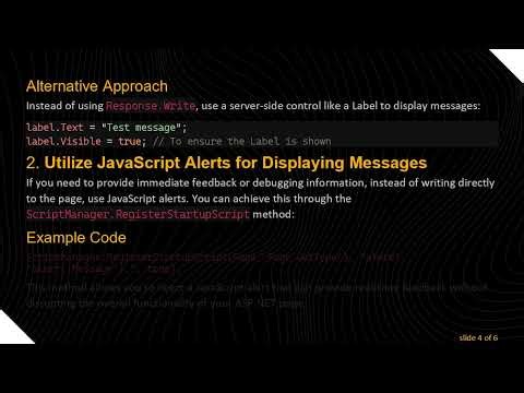 How to Solve the Issue of asp Button Not Working When Using Response.Write in ASP.NET