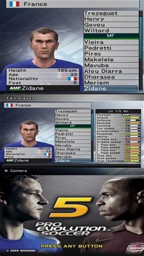 France Full Squad in PES 5 – Full Team & Player Stats | Pro Evolution Soccer 5