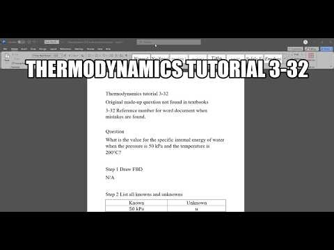 Thermodynamics made up question 3-32 What is the value for the specific internal energy of water