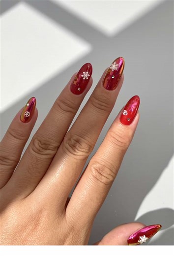 Red Chrome Nails for Winter