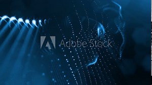 Abstract background of glowing particles with shining bokeh sparkles. Composition with luminous particles that form surface. Smooth animation looped. Blue 1
