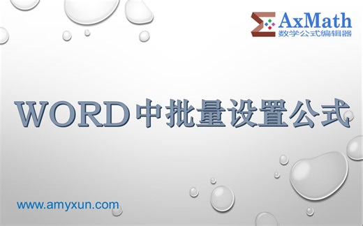 AxMath 官方系列教程 —— 21. WORD中批量设置公式