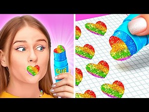 FOURNITURES SCOLAIRES DIY AMUSANTES || Astuces & conseils de dessin impressionnants par 123 GO! GOLD