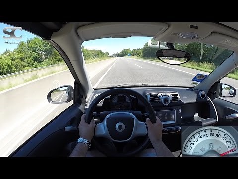 Smart fortwo 1.0 mhd Cabrio (2013) on German Autobahn - POV Top Speed Drive