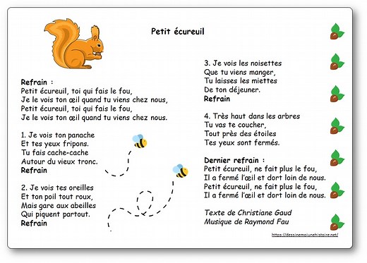 "Petit écureuil", chanson de Gaud et Fau - Petit écureuil toi qui fais le fou