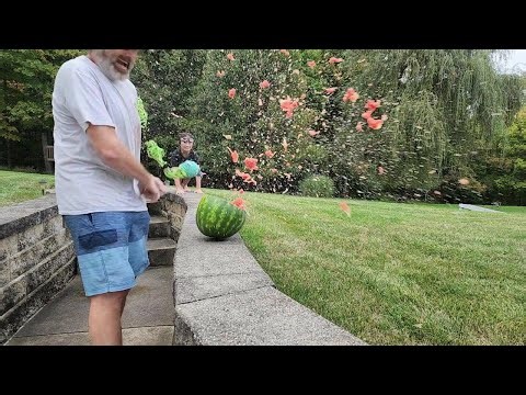 Cayden's Science Lab - Episode 8 - Watermelon Explosion with Rubber Bands