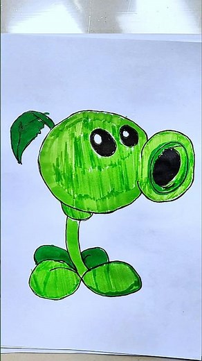 How to Color Peashooter from Plants vs Zombies 🟢 #pvz #coloring #shorts #plants #zombie #art #games