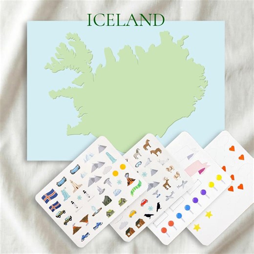 DIY Iceland Map and Sticker Set | Travel gift, Memories Wall Decor, collectible or family activity