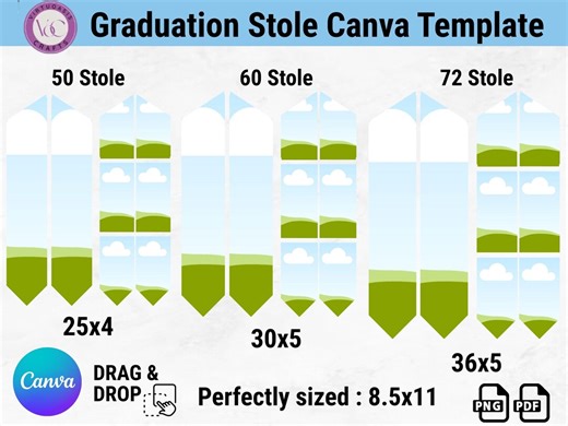 Editable Graduation Stole Canva Template, Grad 2026, Sublimation Stole, Drag and Drop Design, Blank Stole Layout, DIY Graduation Gift