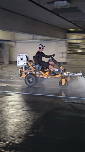 The Beast in Action — Ride-On Surface Cleaner | KC Splash Parking Garage Cleaning #parkinggarage