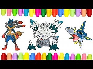 Mega Pokemon coloring pages - Mega Lucario, Abomasnow and Sharpedo