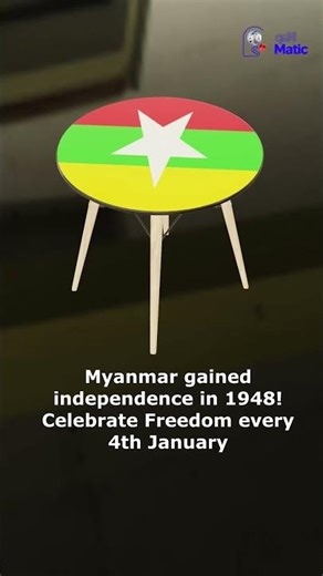 🇲🇲 Myanmar Independence Day | 3D Rotating Flag Animation | Southeast Asian Pride 🎉