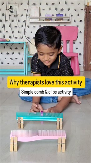 Vrushali Sungar-Karpe on Instagram: "Simple yet more powerful ✨️ This comb & clips activity is amazing for building finger strength and fine motor skills. Strong fingers help kids hold a pencil better and write with confidence later ✍️ Try this easy, screen-free activity at home. 👉 Save this reel and use it again. #finemotorskills #prewritingskills #fingerstrength #kidsactivitiesathome [fine motor skills for kids, finger strength activity, pre-writing skills, screen-free play]"
