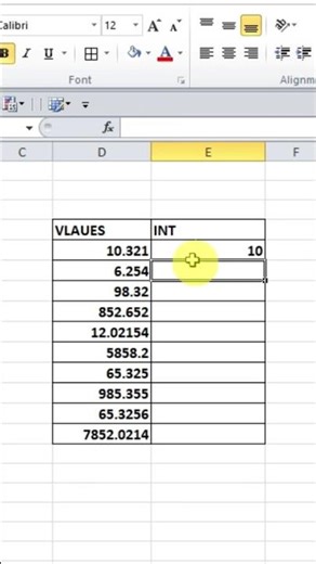 INT IN EXCEL