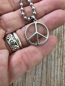 Stainless Steel Peace Sign Necklace: Grunge Harmony Symbol, Chain or Cord - Etsy