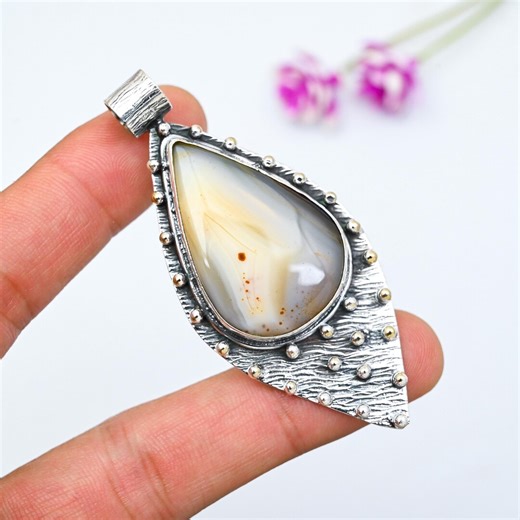 Crazy Lace Agate Gemstone Pendant Handmade 925 Sterling Silver Pendant, Designer Pendant Jewelry Handmade Pendant Necklace Engagement Gift - Etsy