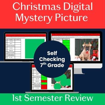 Engaging Christmas Mystery Picture: 7th Grade Math Review | Digital, No Prep