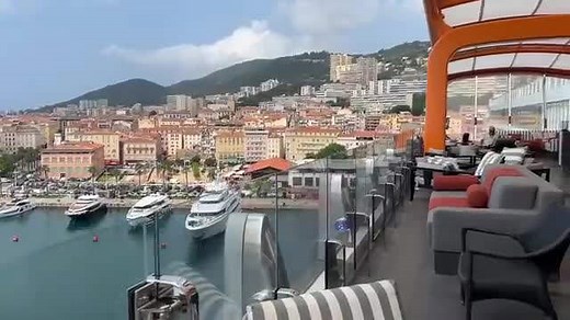 This cruise ship restaurant hangs off the side