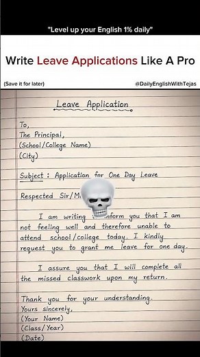 One day, you'll definitely need it🔥 #leaveapplication #english #learn #shorts #learnenglish #fyp