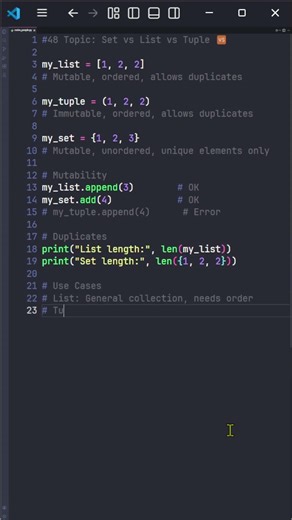 [48] Python Set vs List vs Tuple 🆚 Codex People #Shorts #Python