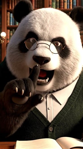 A panda librarian whispers loudly, “BE QUIET! It’s a library!” | Nebula Shots