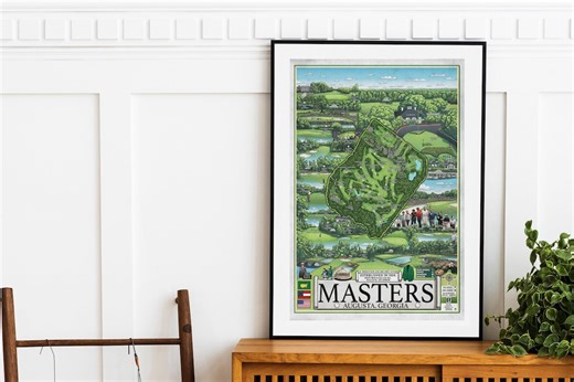 Hand-drawn Masters Augusta Golf Course Map Art Print - Etsy