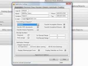 Registration Tab - CrossLink Professional Tax Software
