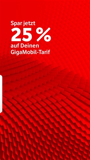 😍 Hol Dir Deinen GigaMobil-Tarif 🎉 Sicher Dir 25 % Rabatt auf Deinen Tarif 🔥 Jetzt mit extra Daten im GigaMobil S und M | Vodafone Deutschland