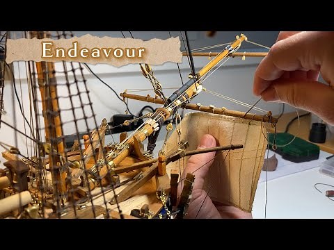 Endeavour : 1/54 Scale Model : Step By Step Video Build : Rigging Completed: Sails Rigging 1:Part 48