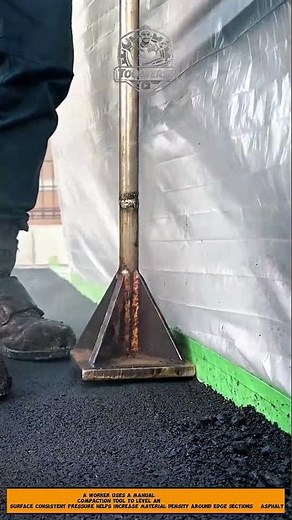 Edge Asphalt Leveling and Compaction Process Using Manual Industrial Tools