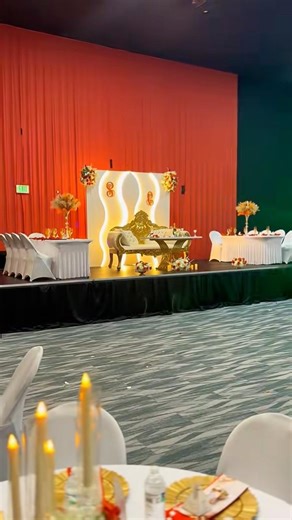 Wedding stage setup with LED wave backdrop. #eventplanner #wedding #weddingdecoration #weddingsetup