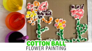 Cotton Ball Flower Painting for Spring - Happy Toddler Playtime