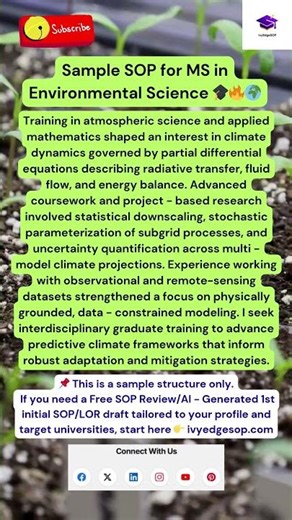 Sample SOP for MS in Environmental Science 🎓🔥🌍 #environmentalscience