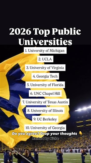 The College Navigators | Virtual College Counseling on Instagram: "This just in 👇 🎉 Niche dropped their list of Top Public Universities in America for 2026! ✅ Niche is known for curating some of the best college lists and rankings to help guide students in the admissions process. 🎓 The rankings are based on rigorous analysis of academic, admissions, financial, and student life data from the U.S. Department of Education along with millions of reviews from students and alumni. 👉 Follow @niches