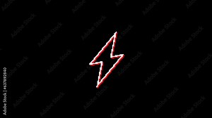 Lightning Bolt Icon With Glitch Effect. Old Screen Display Animation.