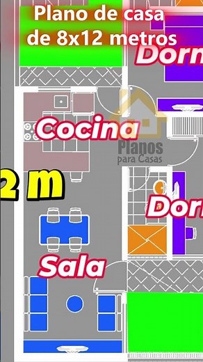 🏡Mira plano de casa de 8x12 metros