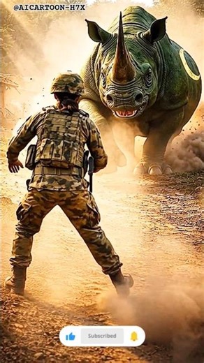 Bharatiya Mahila Sainik ne Bachaya Gaon | Epic Rhino Face-off 😭! #indianrhino #ai #aishorts #viral