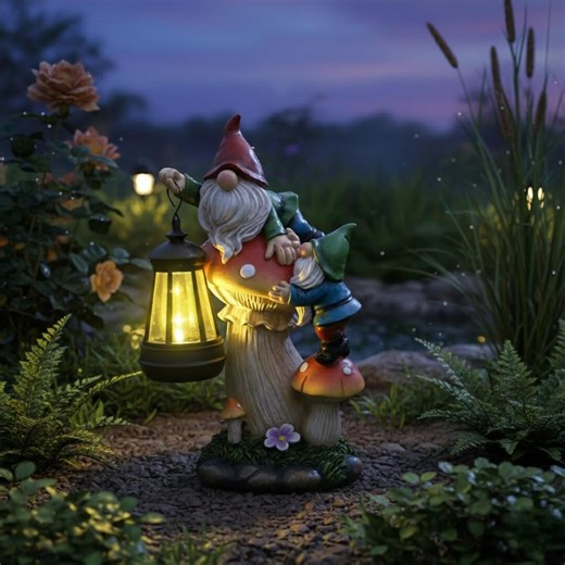 Solar Powered Gnome Statue With Glowing LED Lantern – Resin Garden Gnome Figurine for Outdoor Patio Yard Decor, Magical Garden Gift - Etsy
