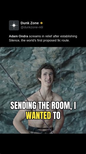 **Adam Ondra** screams in relief after establishing Silence, the world's first proposed 9c route.