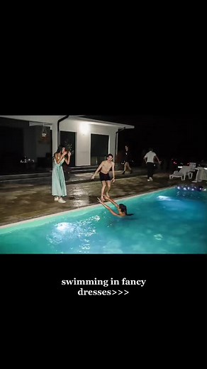 Fun Night Pool Party in Colorful Dresses