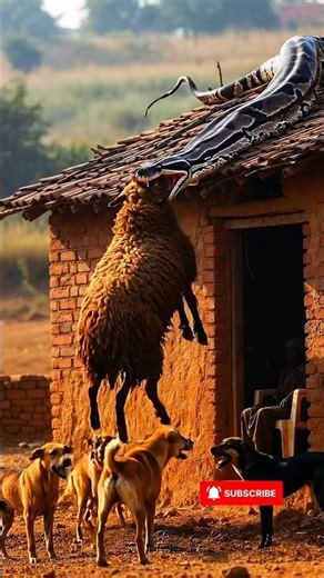 Village Dogs Frozen as Giant Snake Attacks Sheep!! 🐑🥶 #snake #giant
