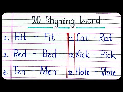 20 rhyming words in english for class 3 | 20 Rhyming Words in English | Rhyming words